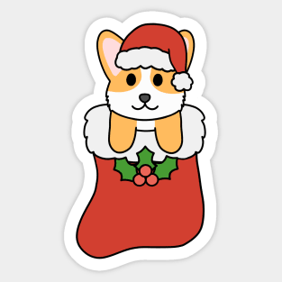 Christmas Corgi Stocking Sticker